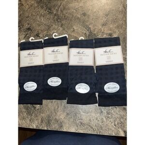 4 Vtg New Pair Kathie Lee Trouser Socks Color Navy Size 9-11 Microfiber